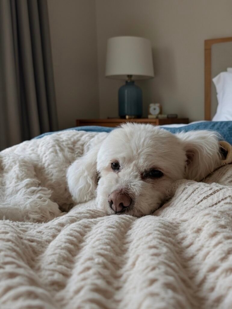 How to Stop Separation Anxiety in Dogs Sunny on the bed