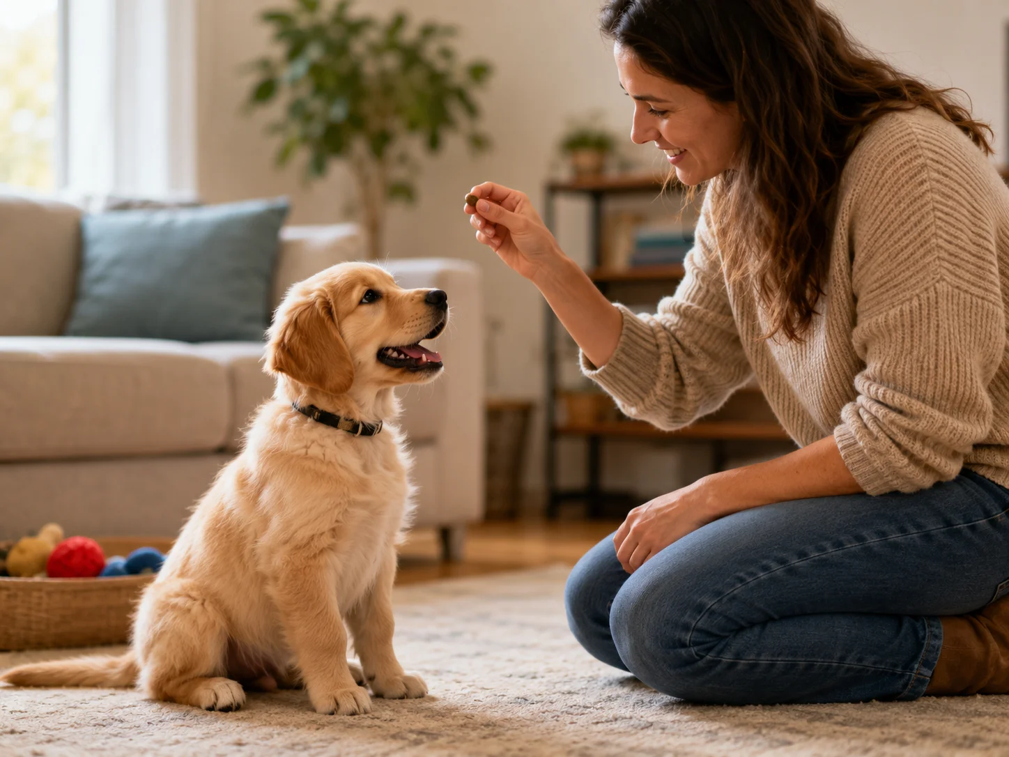 Puppy Training: A Simple Guide for New Dog Owners puppy training and getting praised with a treat